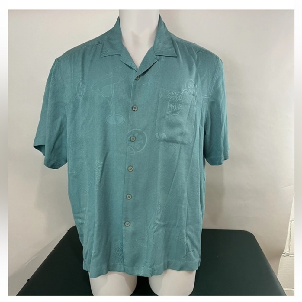 Mens Paradise collection 100 silk MartiniPattern button up hawaiian shirt XXL 79